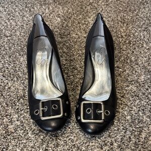 Jessica Simpson Black Heels with Buckle Detail